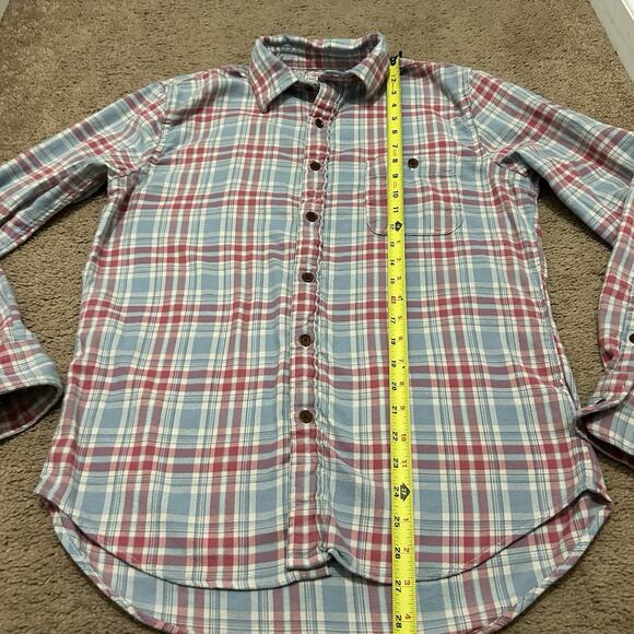 Faherty Red and Blue Plaid Casual Button Down Shirt - Picture 3 of 8